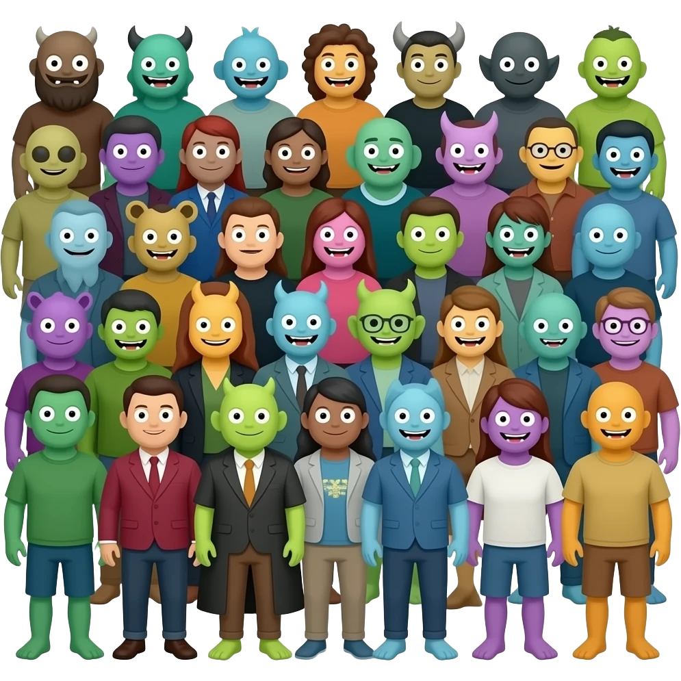 Monster family of 100 emoji