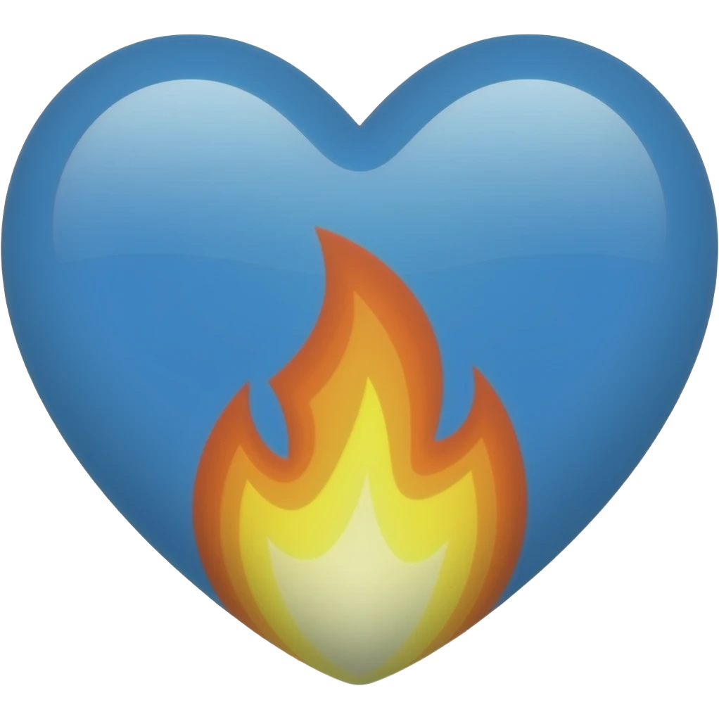 Coeur bleu enflammé emoji