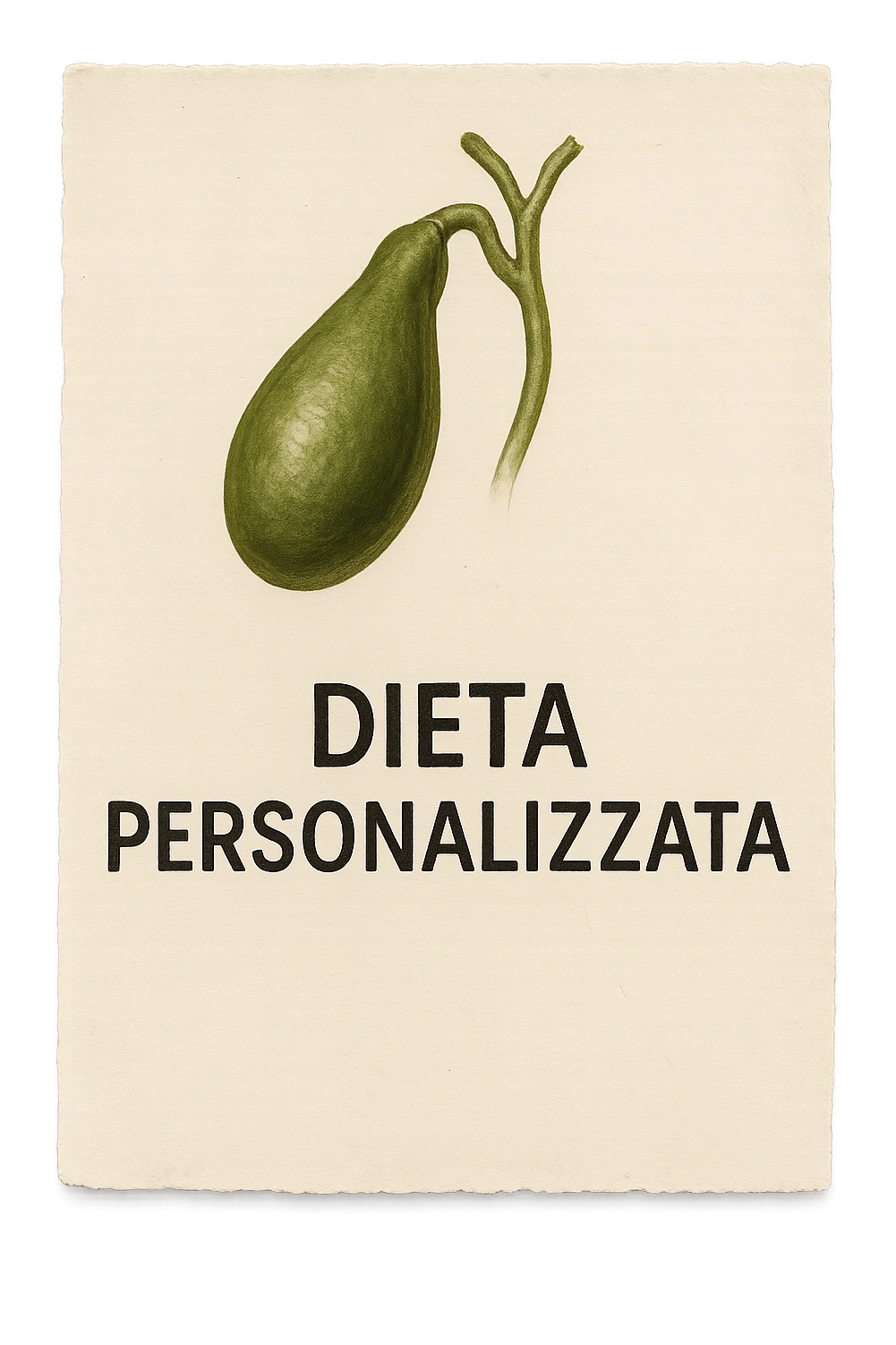 FOGLIO DI CARTA CON LA SCRITTA "DIETA PERSONALIZZATA" E UNA CISTIFELLEA DISEGNATA SOPRA, iperrealistico 4k emoji