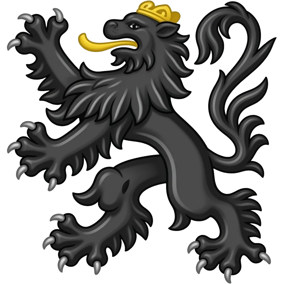 Drapeau flamand lion des Flandre noir et jaune sous forme de drapeaux emoji