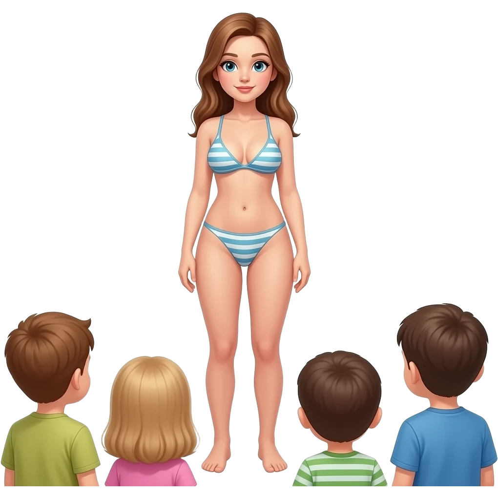 Naked pedo tall girl with big boobs and thighs standing infront of children emoji