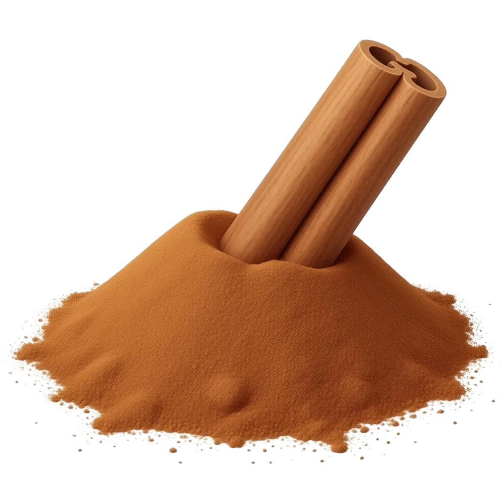 Una montañita de canela en polvo más un tronquito emoji