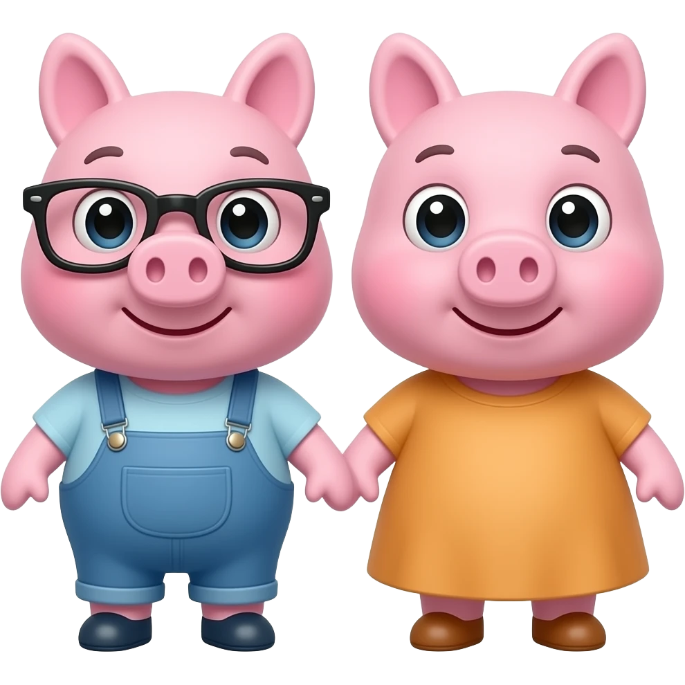 2 cute peppa pigs together emoji