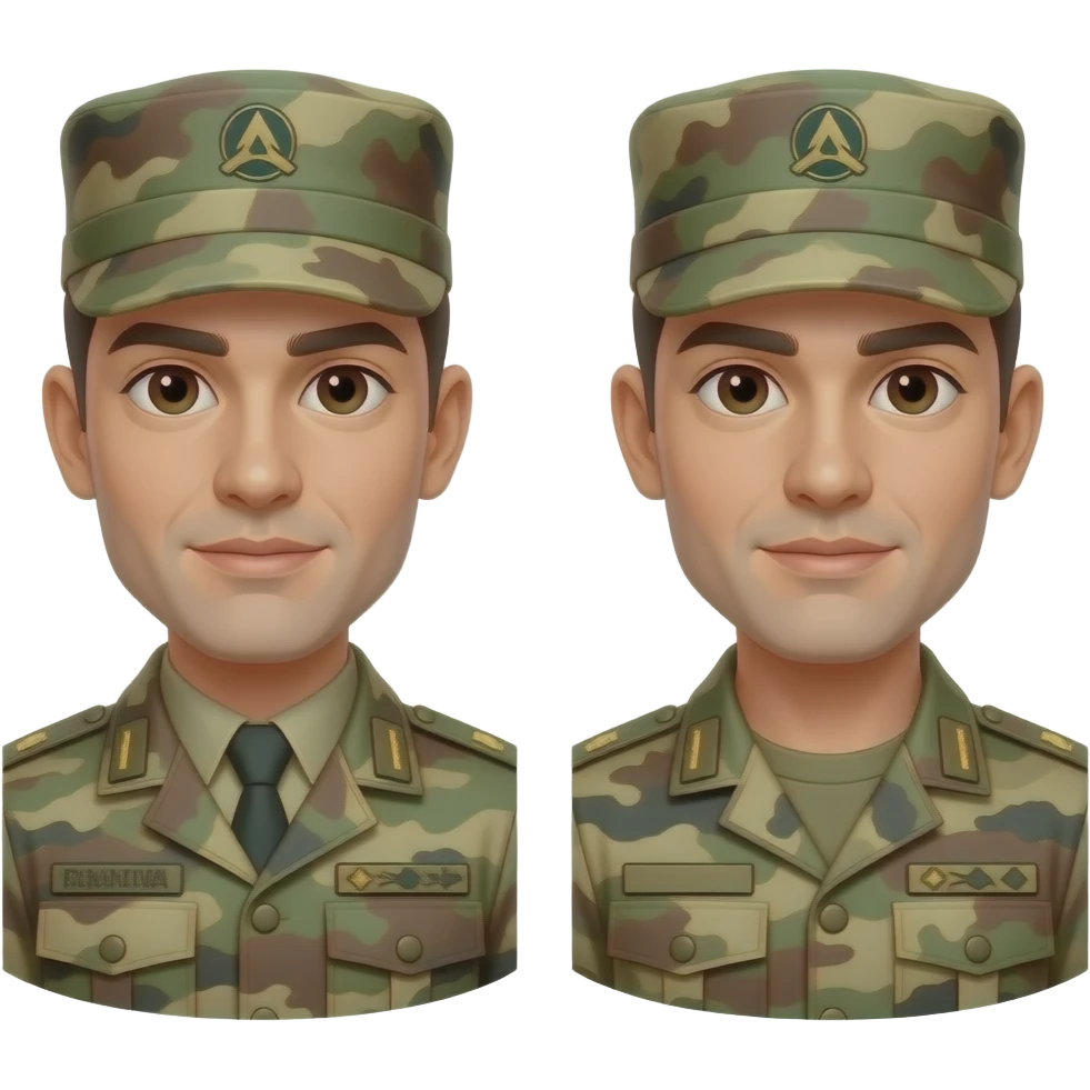 un grupo de militares y luego dos personas separadas militares emoji