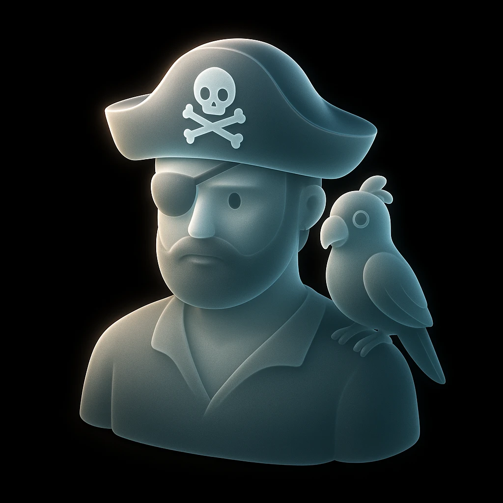 pirate with eye patch and parrot emoji