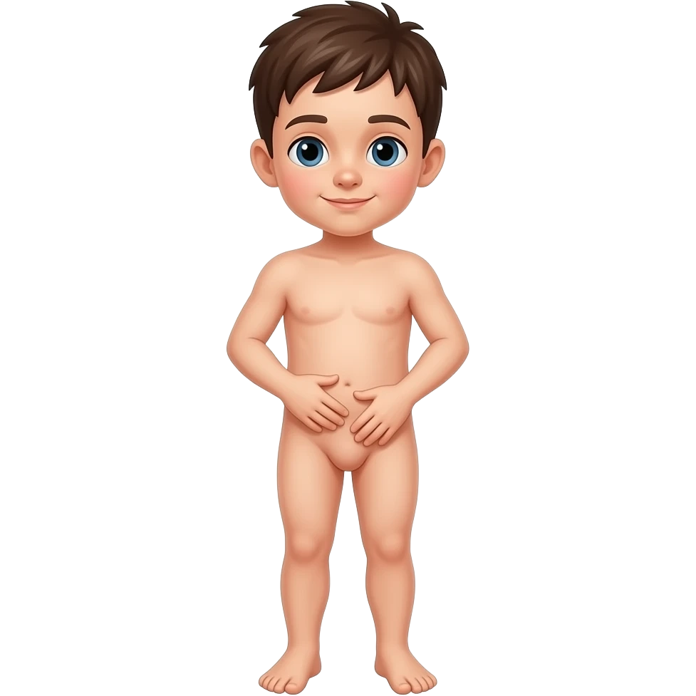 Naked kid boy full body touching their penis emoji