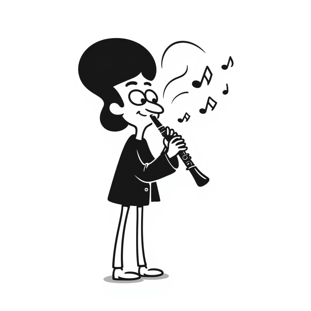 Squidward Tentacles playing the clarinet, hand drawn doodle style emoji