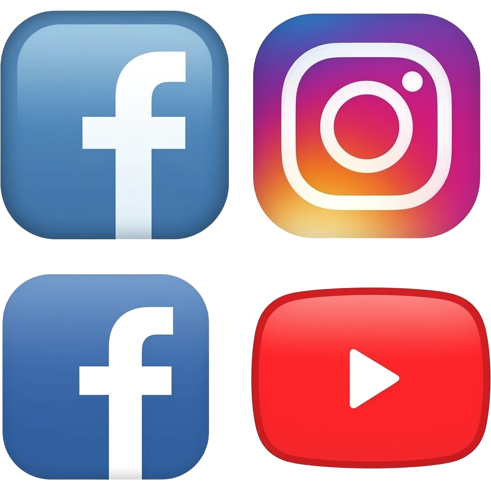 linkedin, instagram, facebook and youtube logo emoji