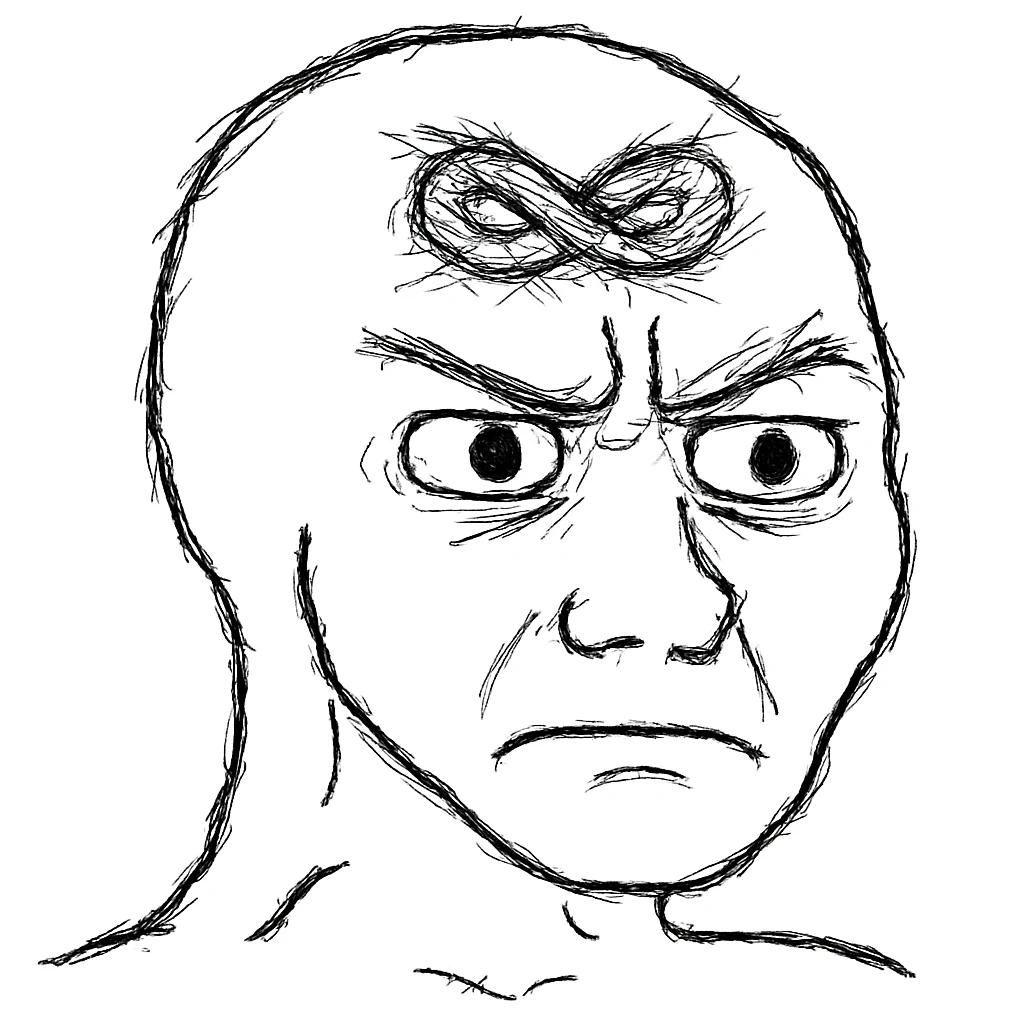 眉毛打结：
"角色眉毛拧成一团，表情看起来很困惑或者有点生气，嘴巴紧闭，眼睛圆睁” emoji