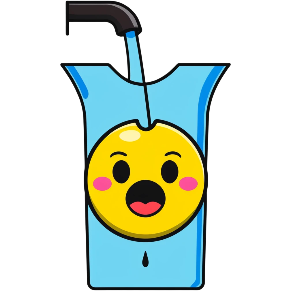 panicked smiley face with water being poured down its throat emoji