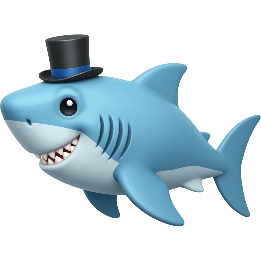 Shark with a top hat emoji