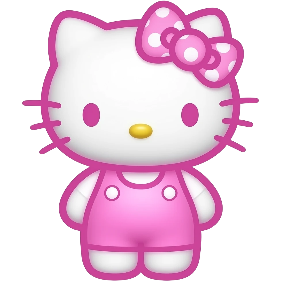 Neon pink outline hello kitty emoji