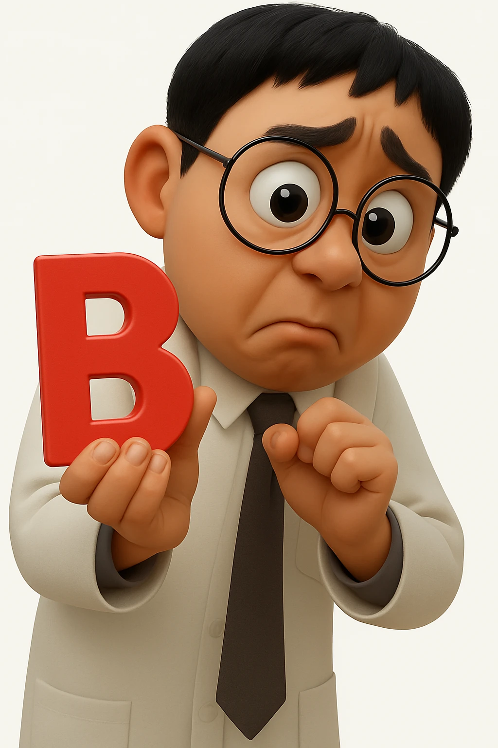 Add the letter B held in the character's hand, keeping the original cartoon style and pose exactly the same. Only add the letter B, do not change anything else. emoji