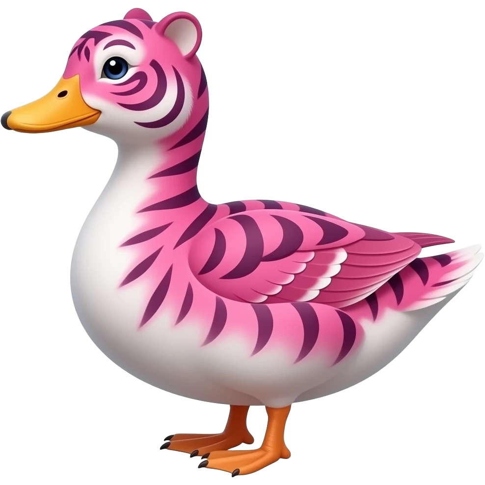 create emoji of tigerpainted duck with pink colors emoji