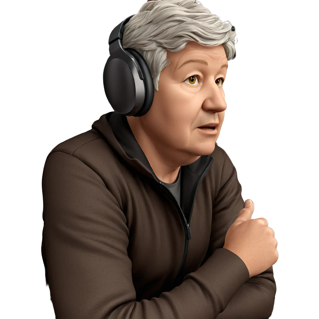 mature man with headphones emoji