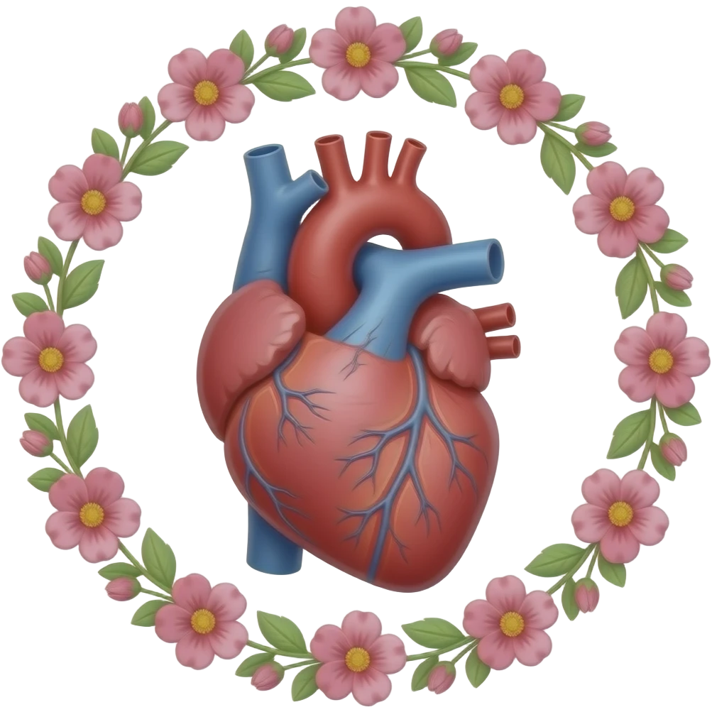 Human heart with flowers in pink emoji