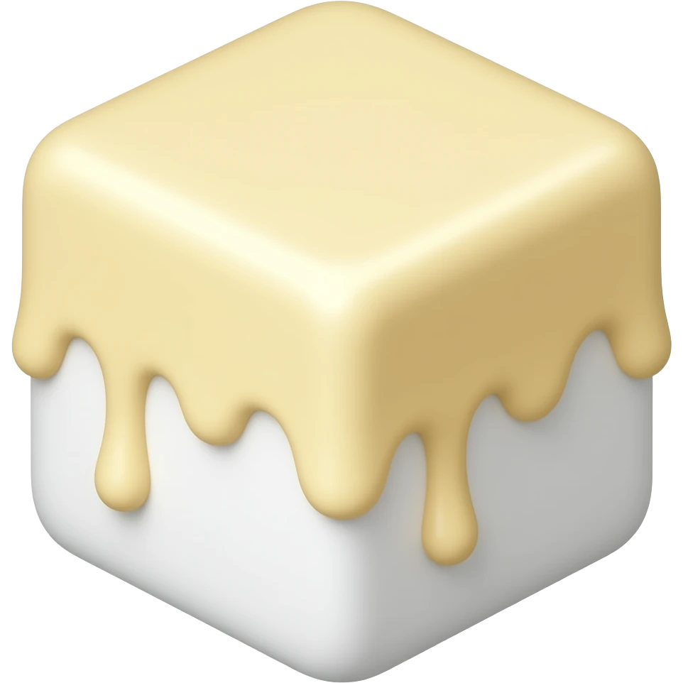 Cube blanc dans de la crème anglaise emoji