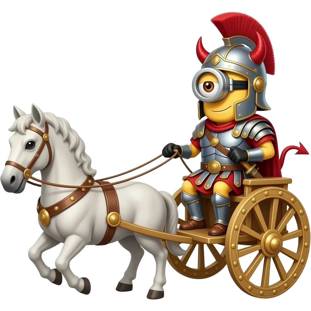 minion devil in roman armor on a roman chariot emoji