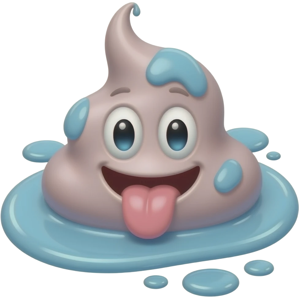 Puke puddle with a smile tongue face emoji
