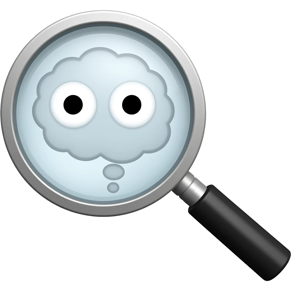 A magnifying glass with a thinking 🤔 in it emoji