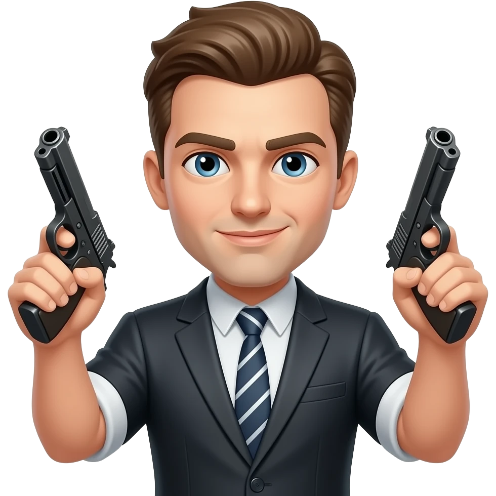 White guy shooting guns emoji