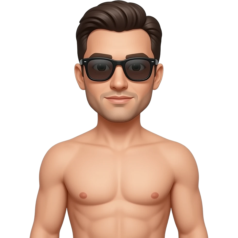 No clothes /man with sunglasses /full length body emoji