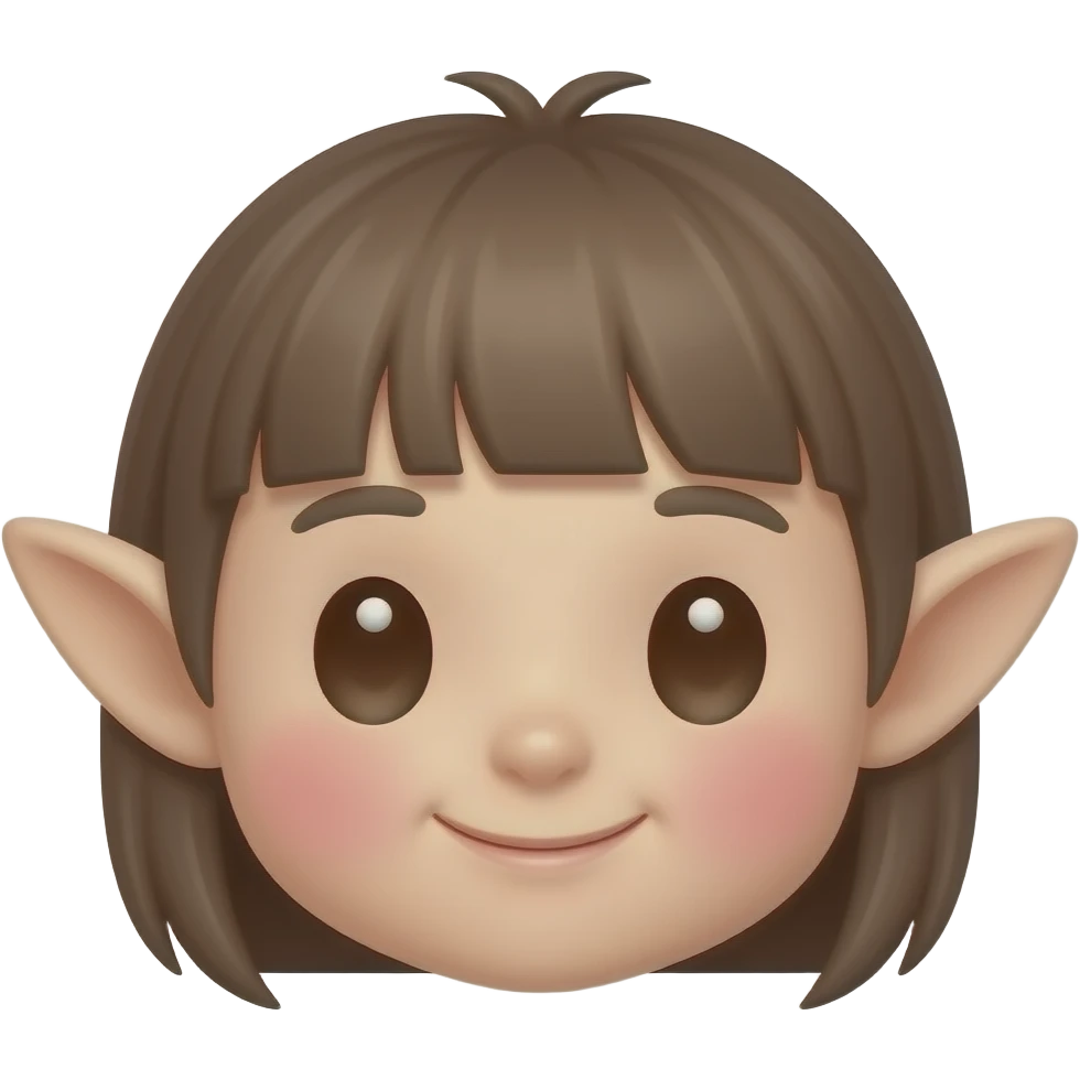 흰색 얼굴의 엘프 귀, 붉은색 홍조를 하고 있는 귀여운 만화 이모티콘 emoji