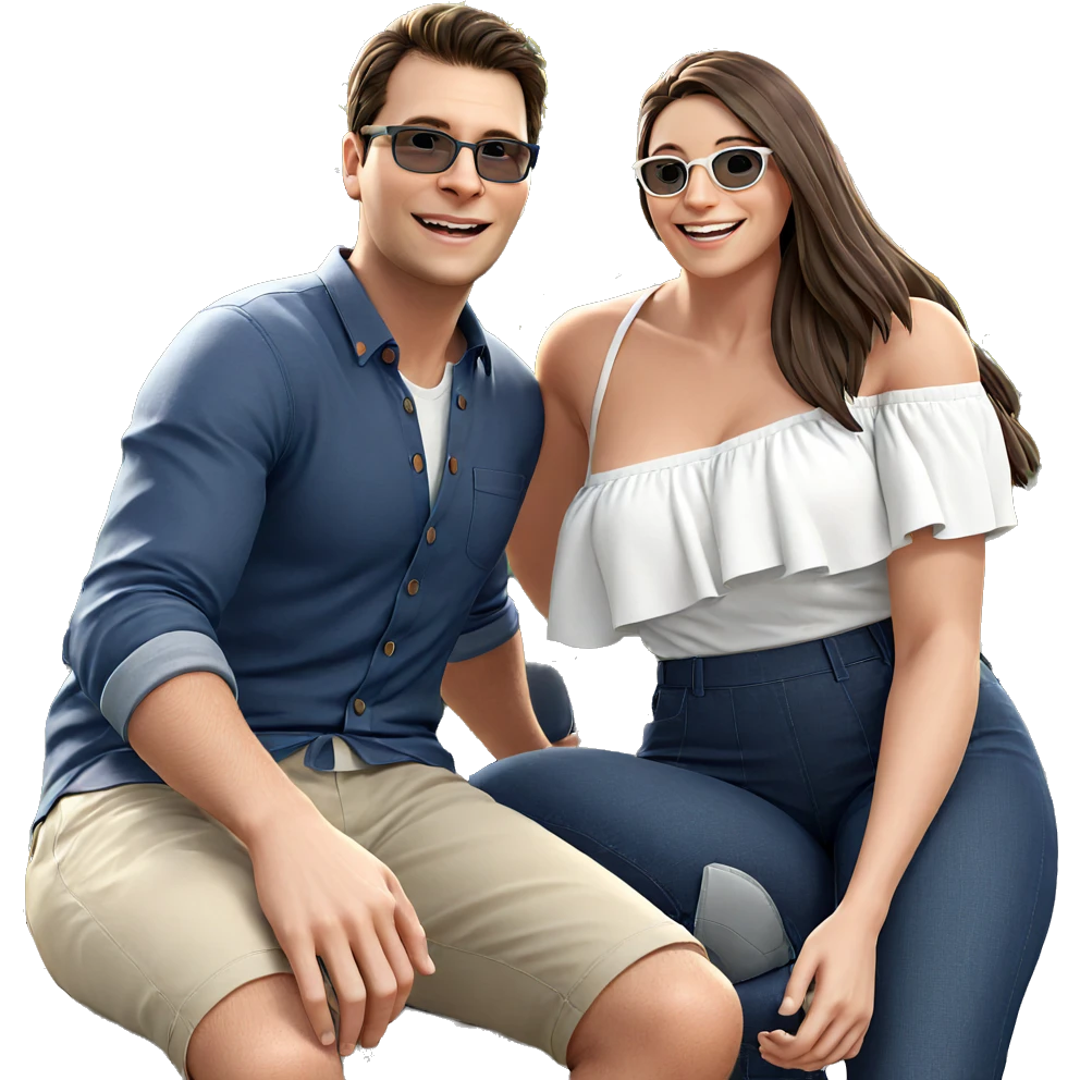 smiling couple enjoying outdoors emoji