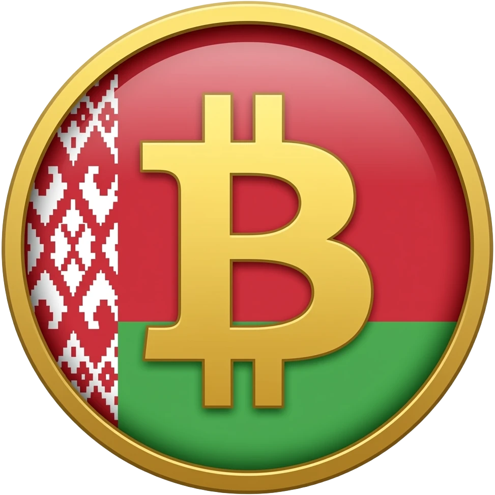 Монета будущего: Нарисуй монету, где с одной стороны значок Биткоина, а с другой — герб или символ Беларуси. emoji