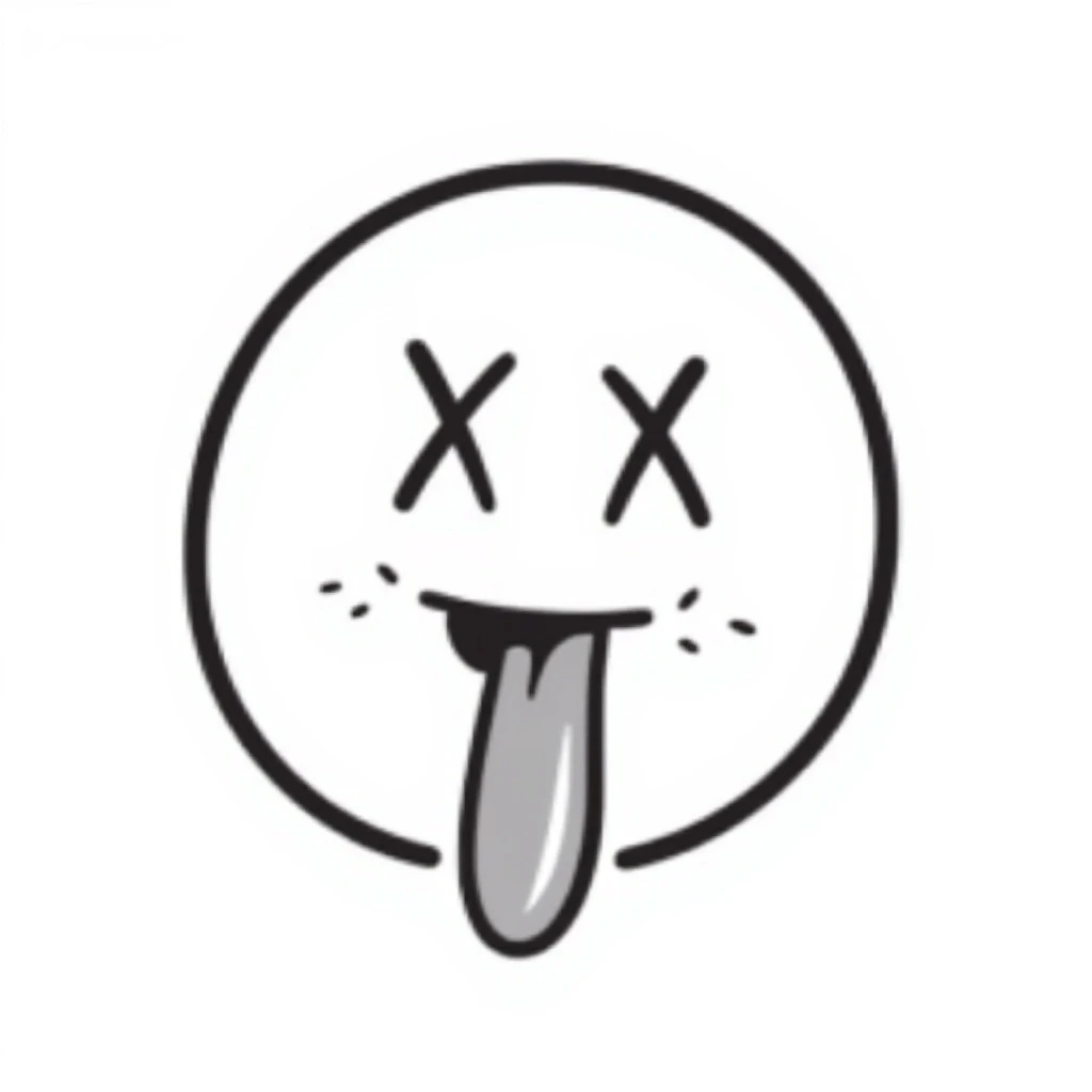 drooling emoji with crossed eyes and giant tongue, hand-drawn doodle style emoji