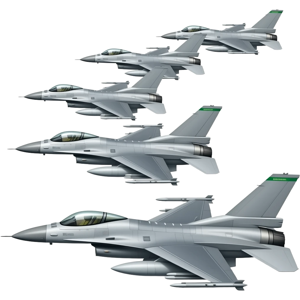 f-16s in  formation flying farther aprart emoji