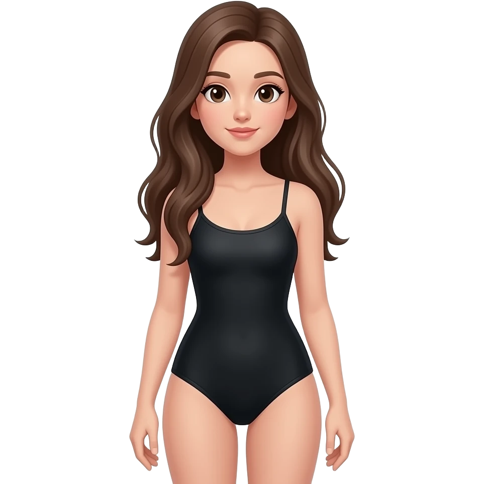 Full body girl long hair wearing black swimsuit emoji