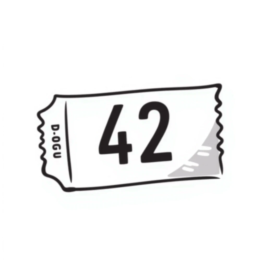 A raffle ticket with the number 42 clearly visible on it emoji