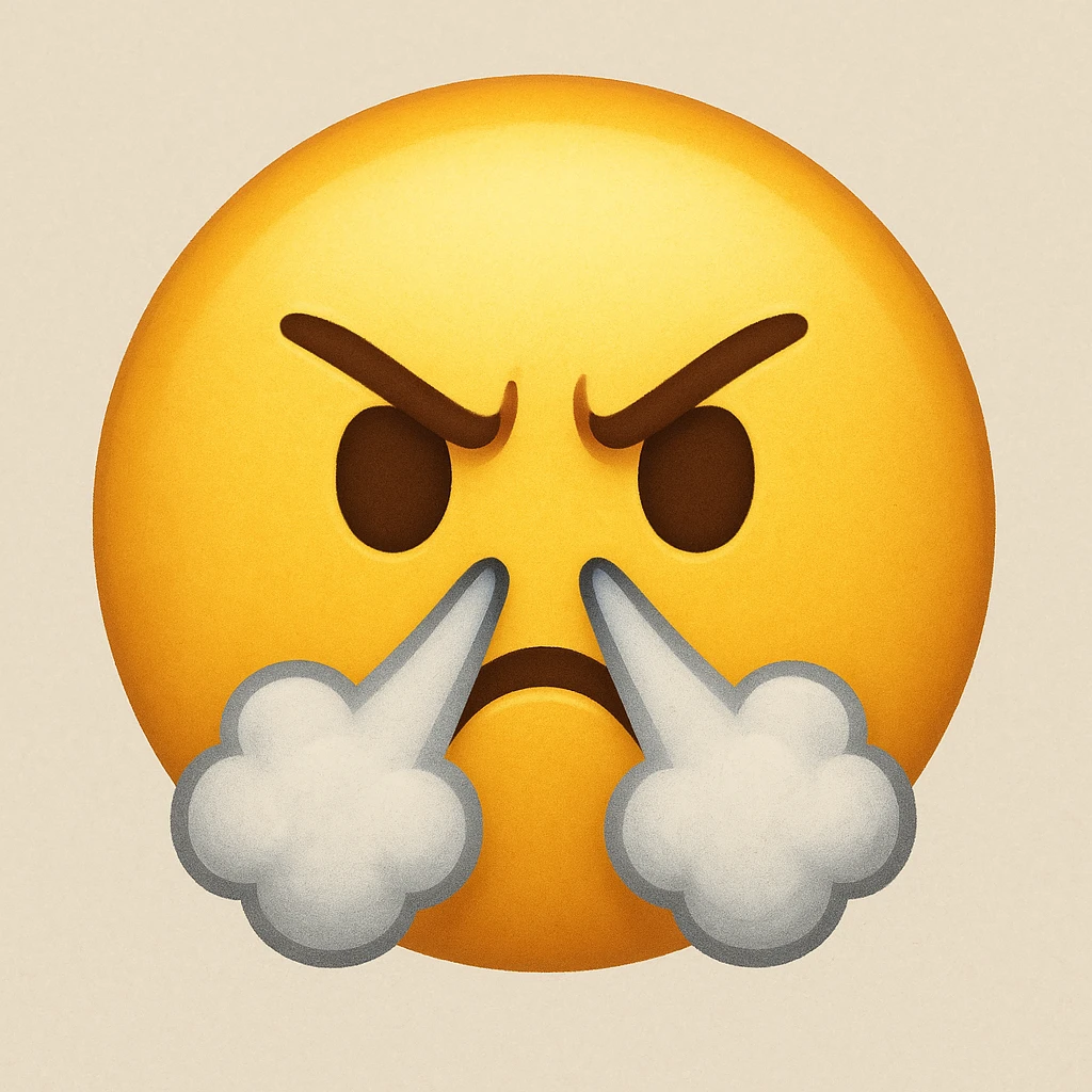 yellow face with steam from nose emoji