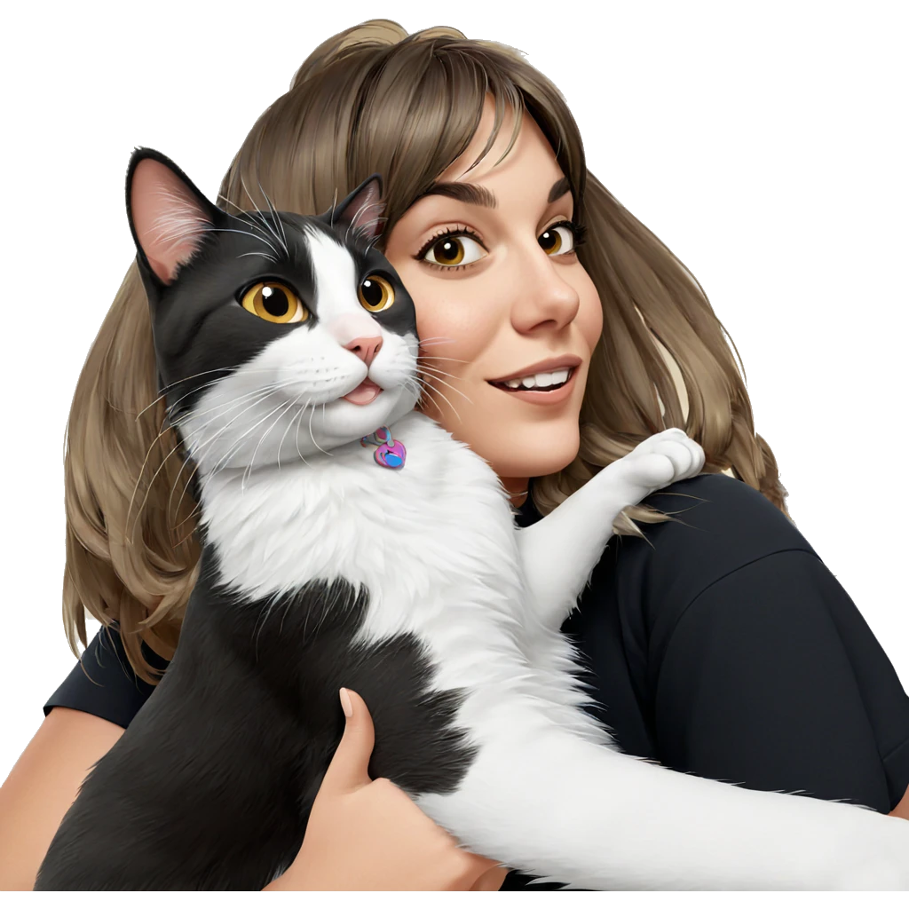 girl smiling with cat emoji