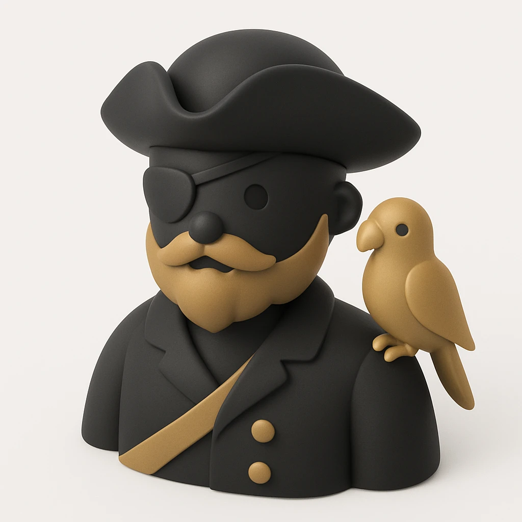 pirate with eye patch and parrot emoji