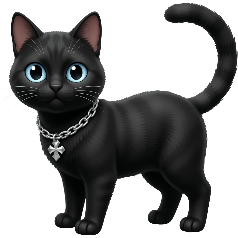 Black cat wearing chromehearts emoji