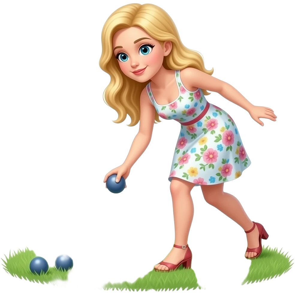 Woman with long blond hair playing petanque emoji