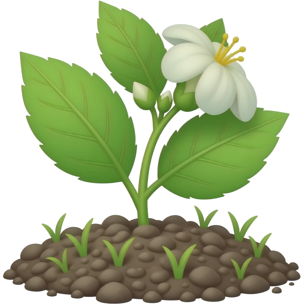 green plant from the ground with leafs And flower buds emoji