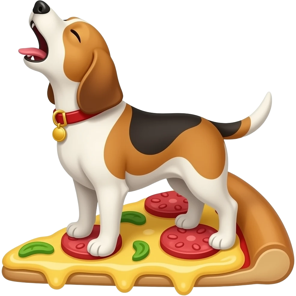 dog howling on a slice of pizza emoji