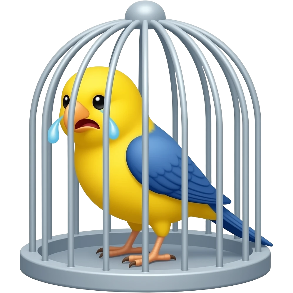 kafeste ağlayan sarı lacivert renkli  kanarya emoji