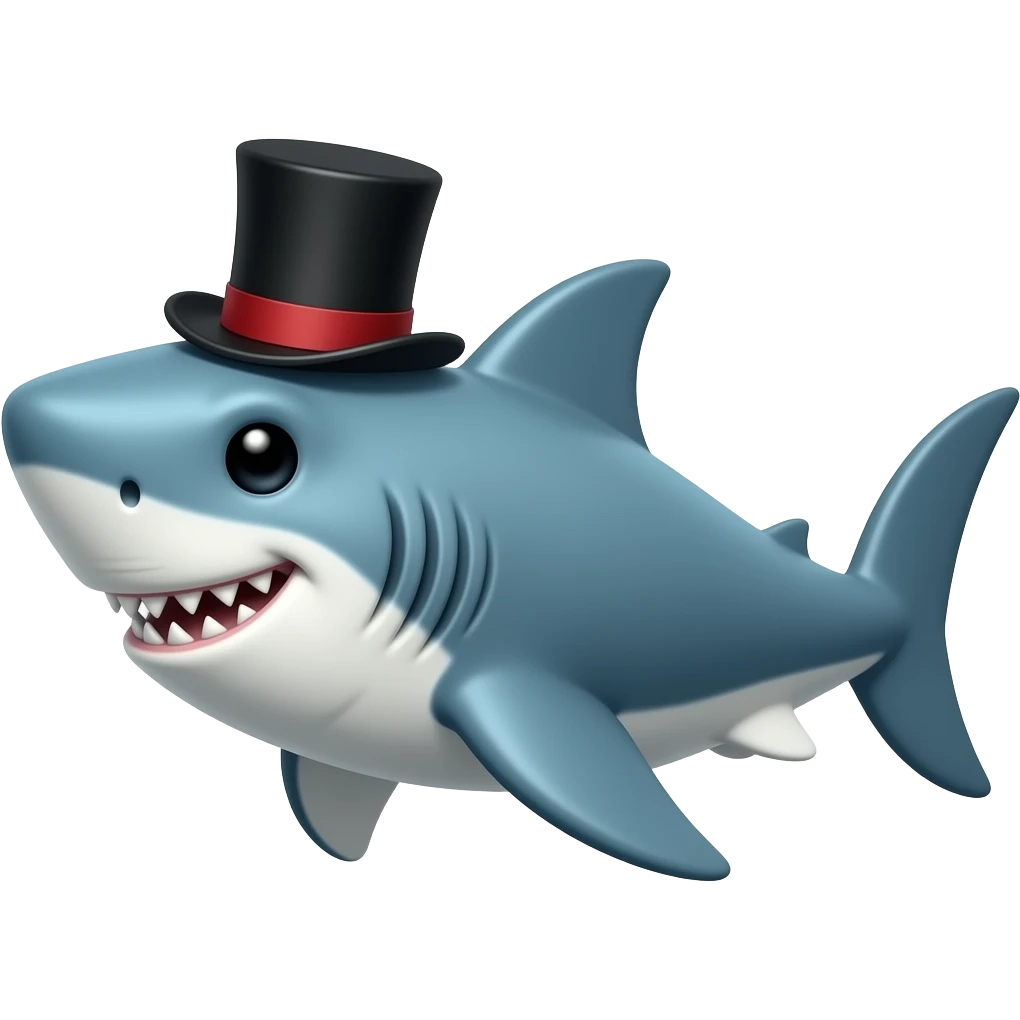 Shark with a top hat emoji