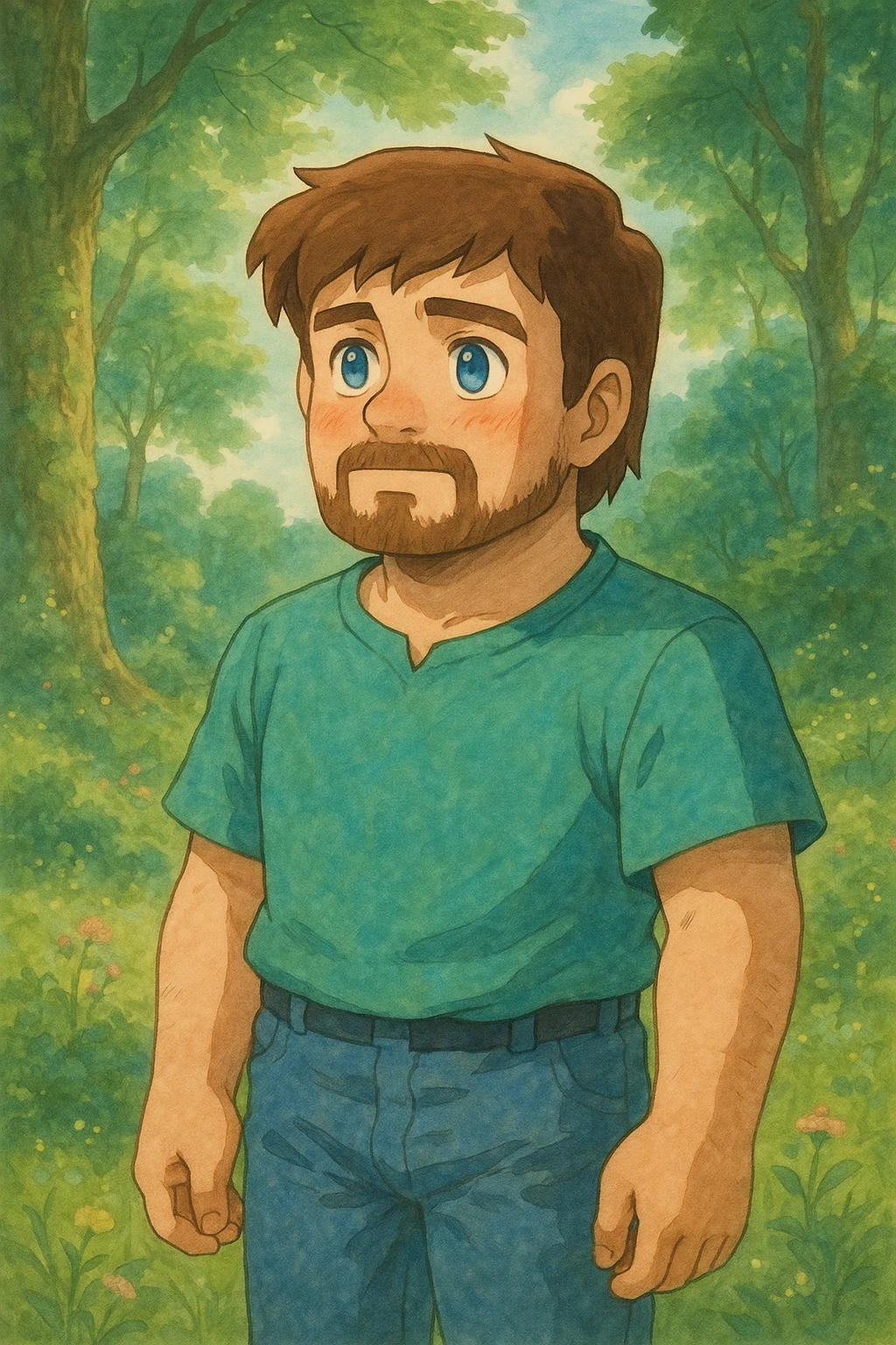Minecraft Steve character, Ghibli style emoji