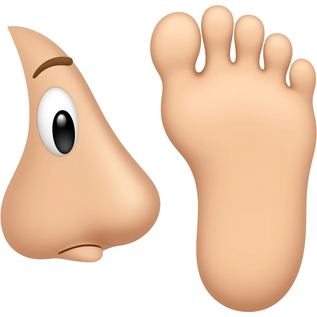 A nose smelling a foot emoji