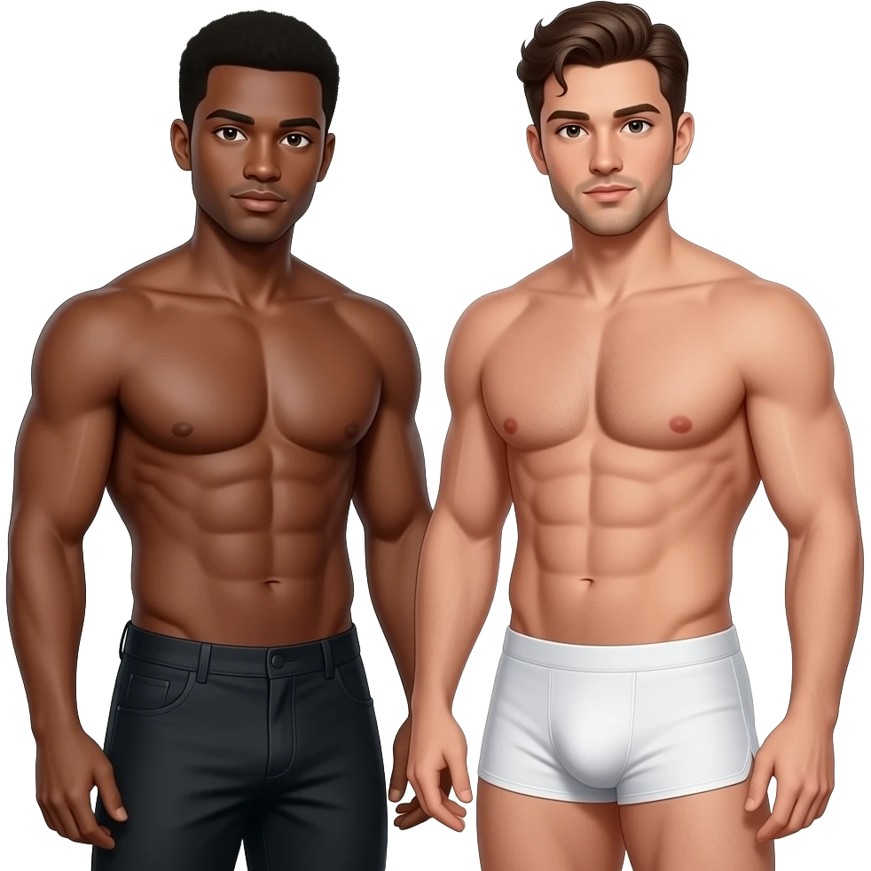 very fit naked aroused interracial gay men black top fucking white bottom emoji