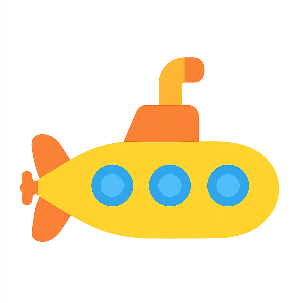 flat submarine icon, bold color, geometric shapes, minimal detail emoji