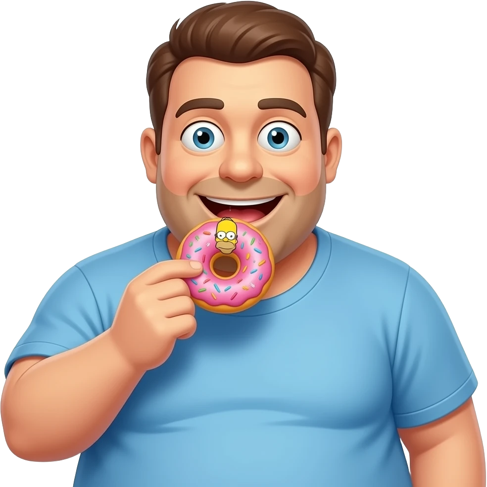 fat man eating homer Simpson donut emoji