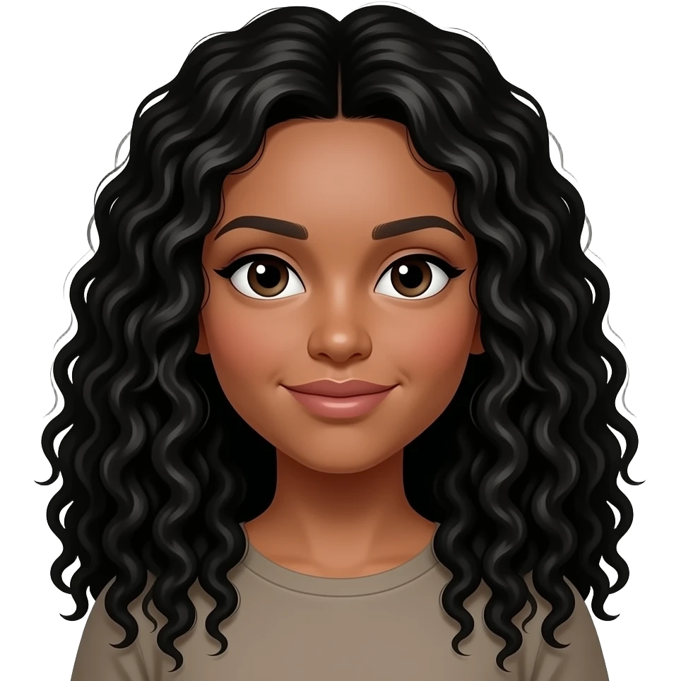 A white woman with long curly black hair. emoji