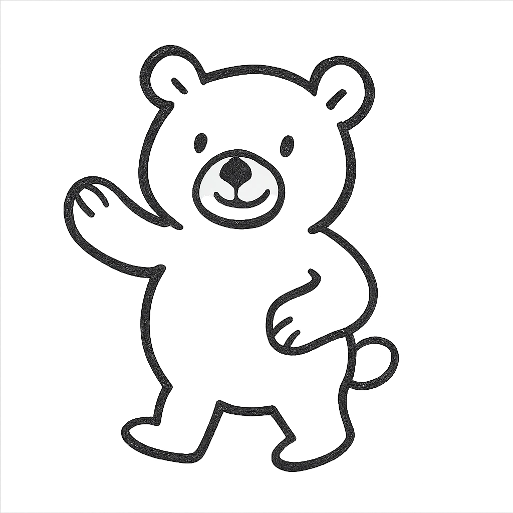 sketchy and playful bear, hand drawn outlined icon style emoji
