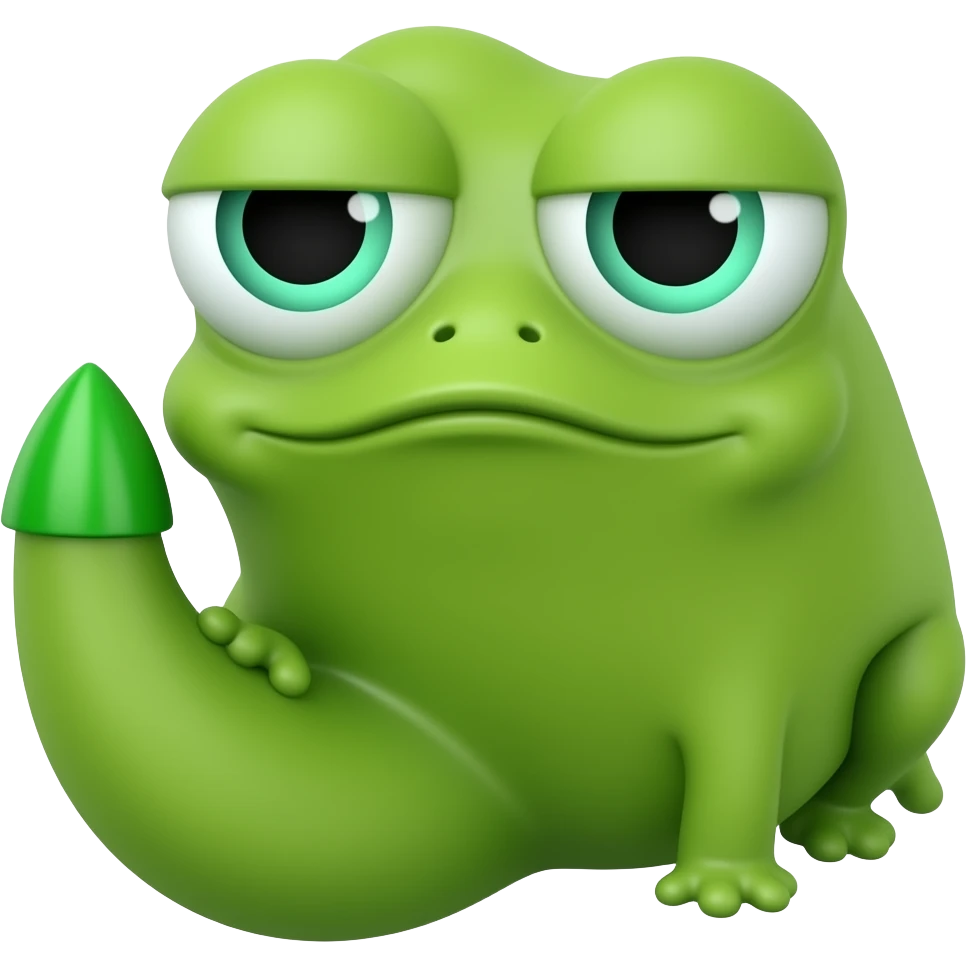 pepe the frog meme face on the tip of a penis and balls green penis with green tip realistic sex penis dick phallus emoji